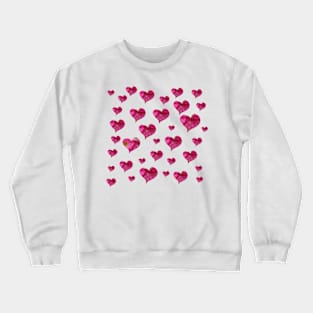 Pink Hearts with Rose petals - Valentines day Anniversary Romance Love Decorations Crewneck Sweatshirt